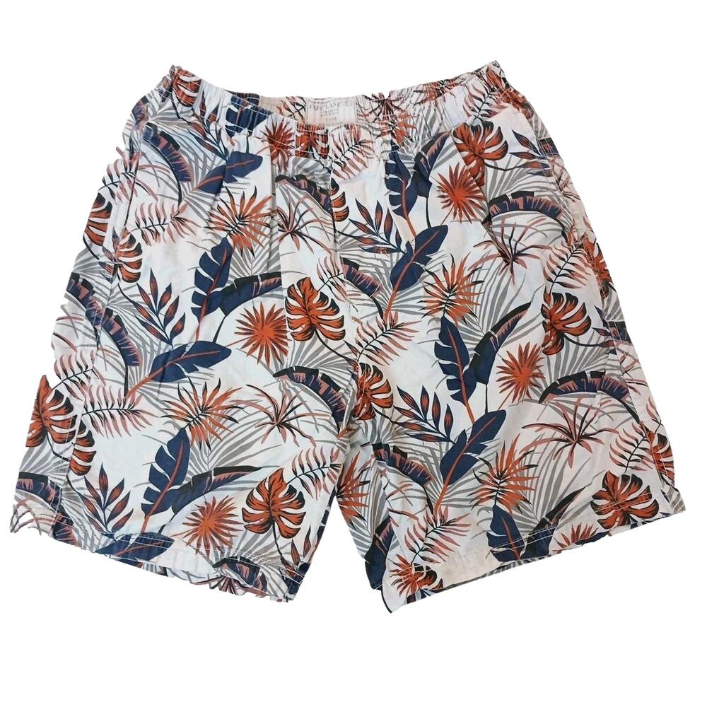Free Planet Swim Trunks Shorts Sz L Blue Red Tropical Floral Palm Raggae Hawaii